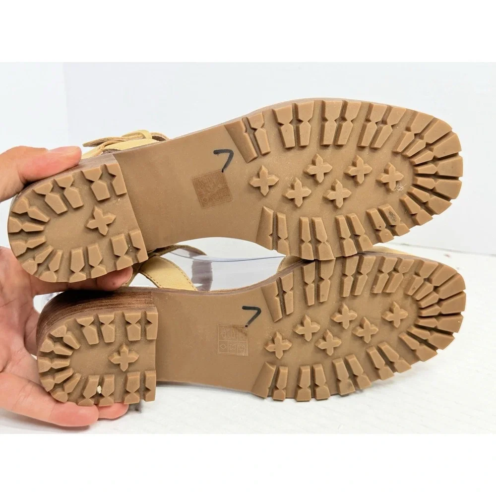 Madewell The Claudie Lugsole Mary Jane Sandals Women's 8.5 Tan Leather